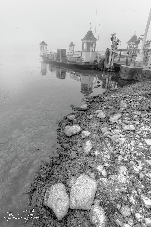 Black And White Photograph - Stow Ferry Under Fog by Fivefishcreative