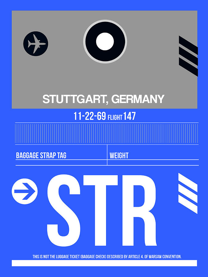 STR Stuttgart Luggage Tag II Digital Art by Naxart Studio