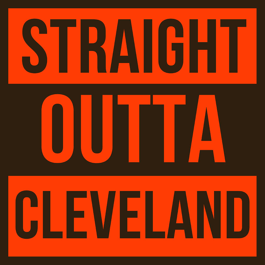 Cleveland City Skyline on Browns Orange by Aaron Geraud