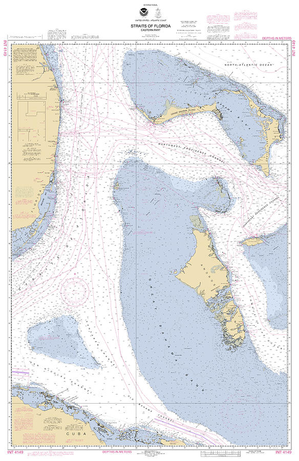 Straits of Florids, Eastern part NOAA chart 4149 edited. Digital Art by Nautical Chartworks
