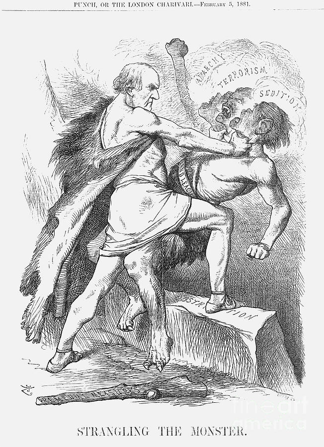 Strangling The Monster, 1881. Artist Drawing by Print Collector
