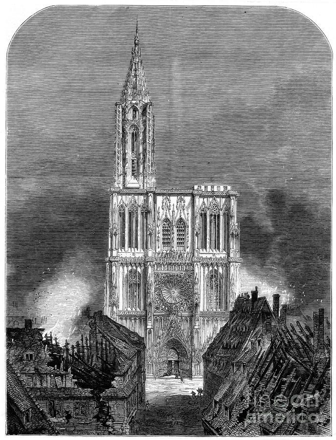 Architecture Drawing - Strasbourg Cathedral During The Final by Print Collector