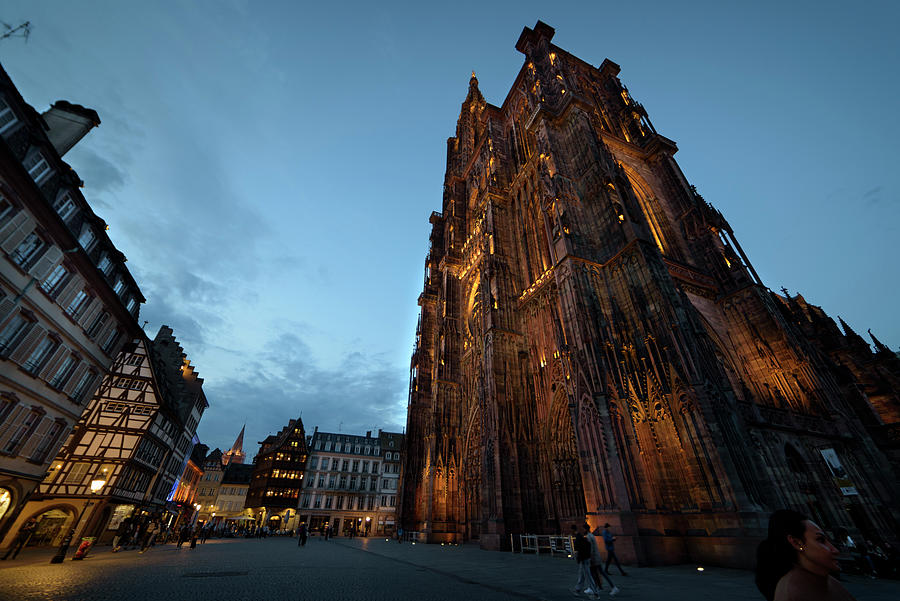 Strasbourg Cathedral Square at nightfall Photograph by RicardMN Photography