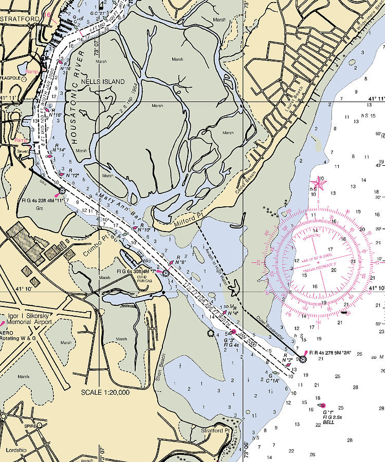 Stratfordconnecticut Nautical Chart Mixed Media by Sea Koast Fine