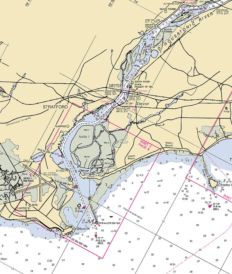 Stratford connecticut Nautical Chart _v2 Mixed Media by Sea Koast