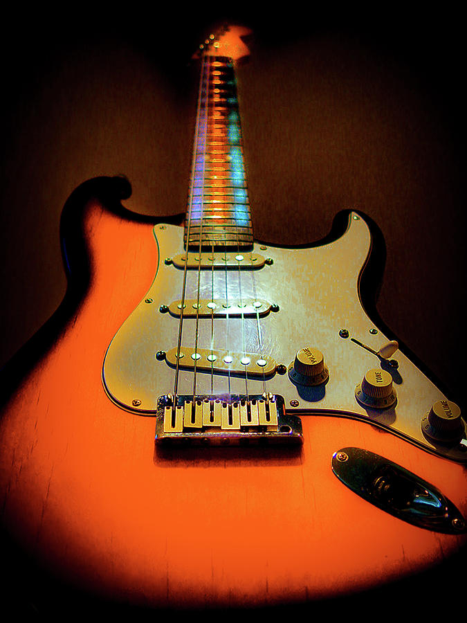 Stratocaster TriBurst Glow Neck Series Digital Art by Guitarwacky Fine Art