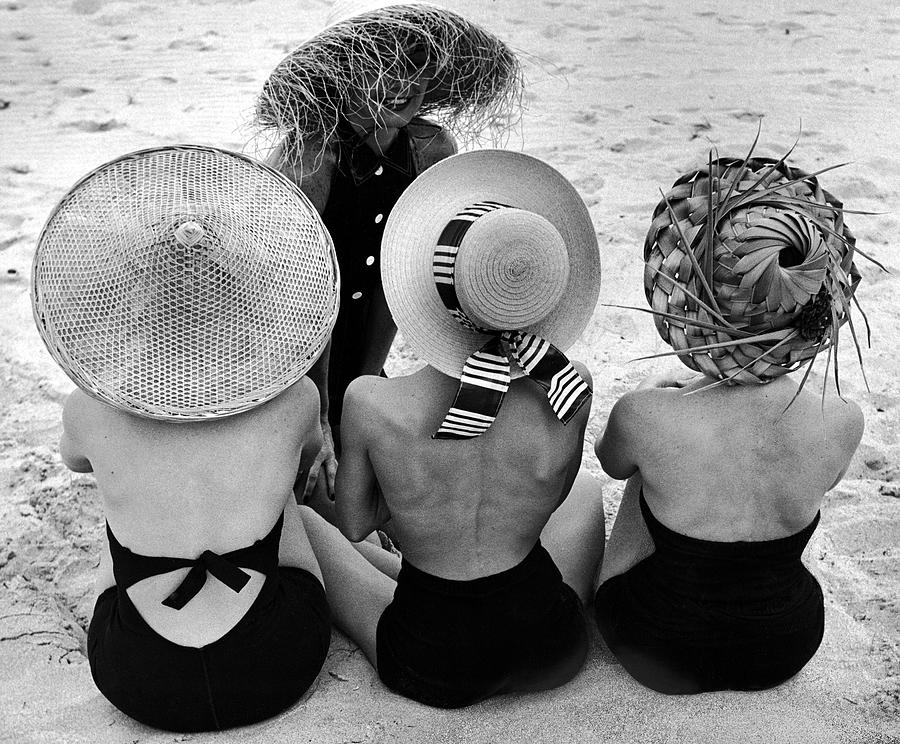 Straw Hats on the Beach Photograph by Nina Leen