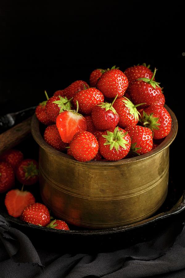 Strawberries In An Antique Pot Photograph by Sandhya Hariharan