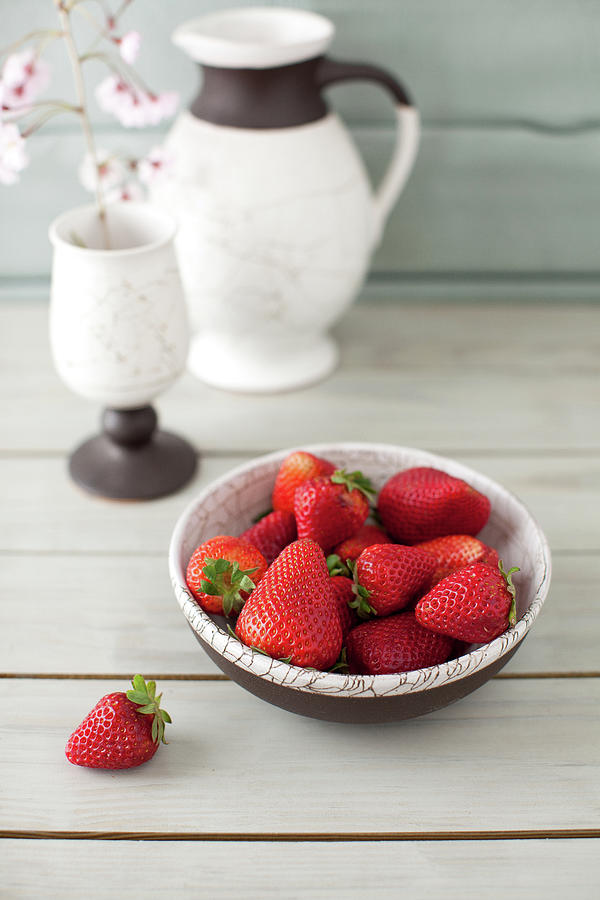 Strawberries In Ceramic Bowl Photograph by Yelena Strokin