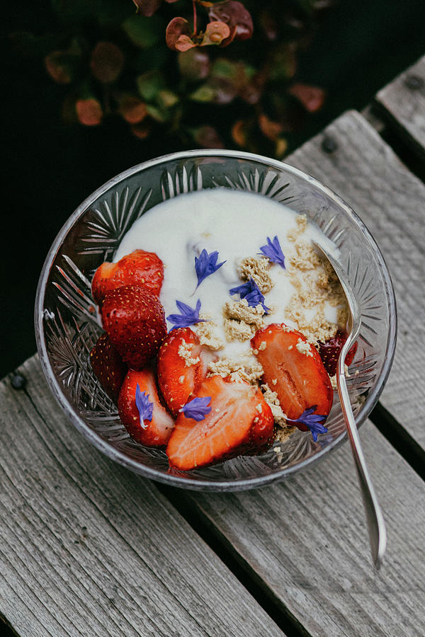 Strawberries With Yogurt And Halva Photograph by Monika Rosa