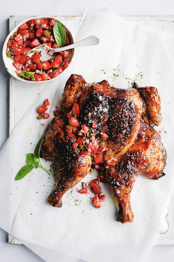 Strawberry And Black Pepper Barbecue Chicken With Strawberry Salsa Photograph by The Kate Tin