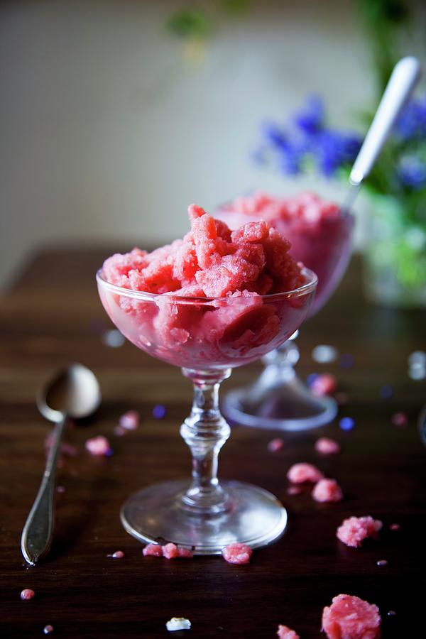 Strawberry And Pineapple Granita With Rose Water Photograph by Rika Manabe Photography