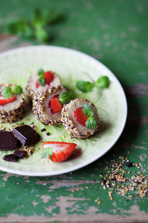 Strawberry And Quinoa Maki Rolls With Mint And Chocolate Photograph by Sabrina Sue Daniels