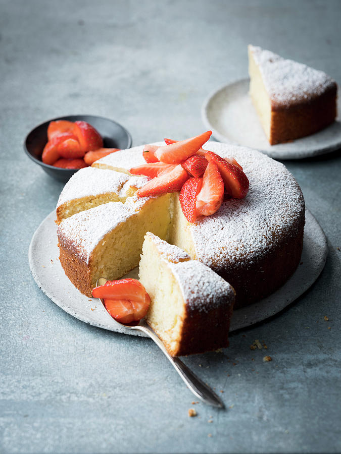 Strawberry And Ricotta Cake With Olive Oil Photograph by Manuela Rther