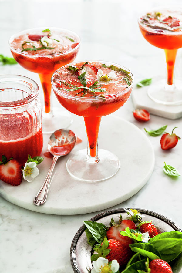 Strawberry Basil And Gin Cocktail Photograph by The Food Union