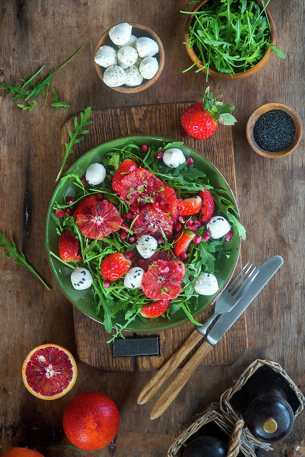 Strawberry Blood Orange Salad With Mozzarella Photograph by Irina Meliukh