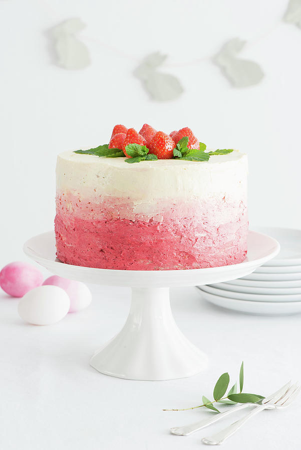 Strawberry Cake For Easter Photograph by Fotografie-lucie-eisenmann