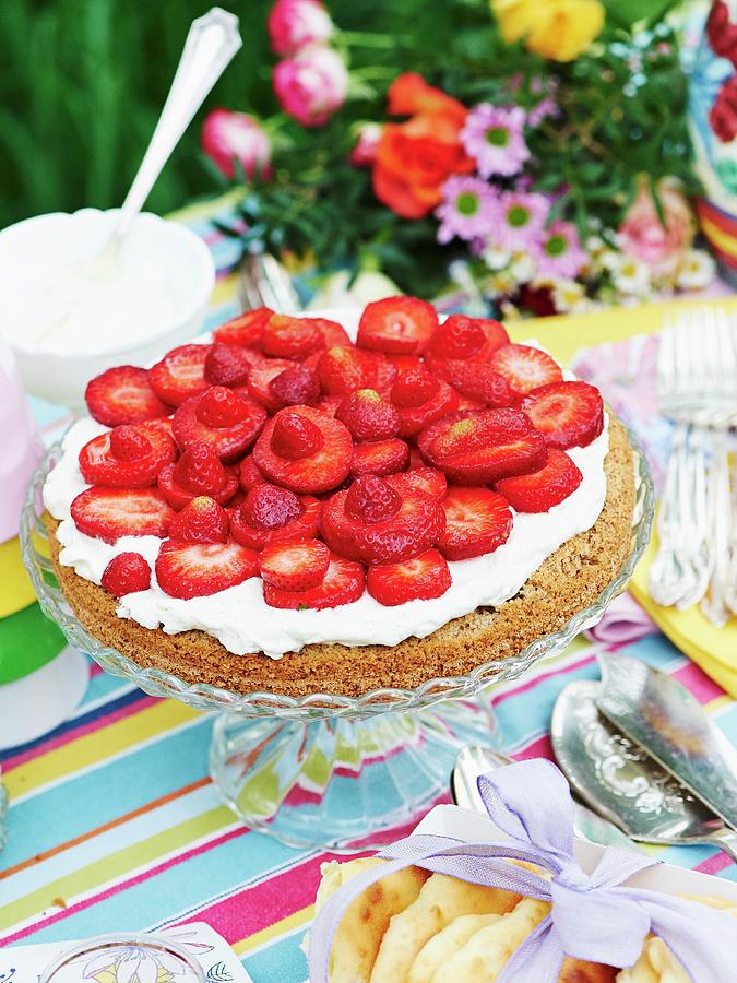 Strawberry Cake With A Hazelnut Base Photograph by Hannah Kompanik