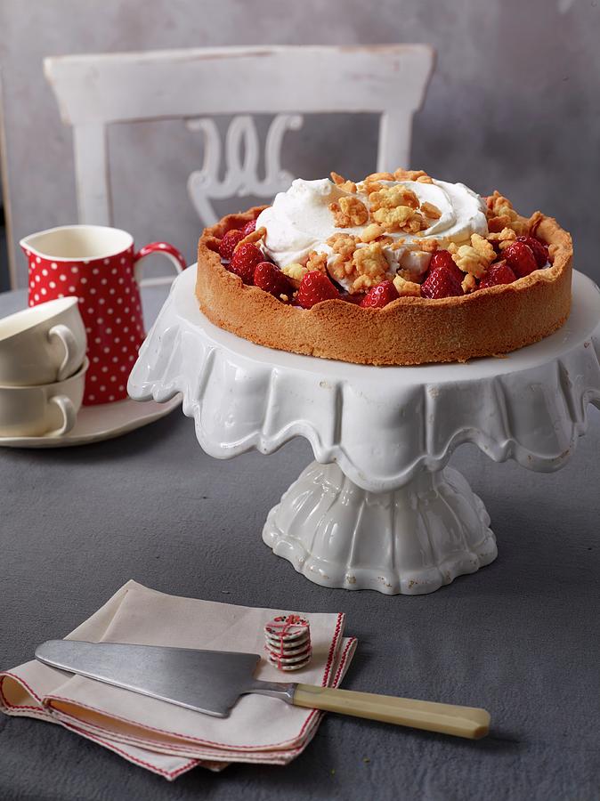 Strawberry Cake With Cream And Crumbles Photograph by Nikolai Buroh