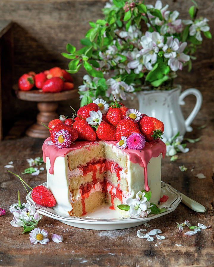 Strawberry Cake With Strawberry Icing Photograph by Irina Meliukh