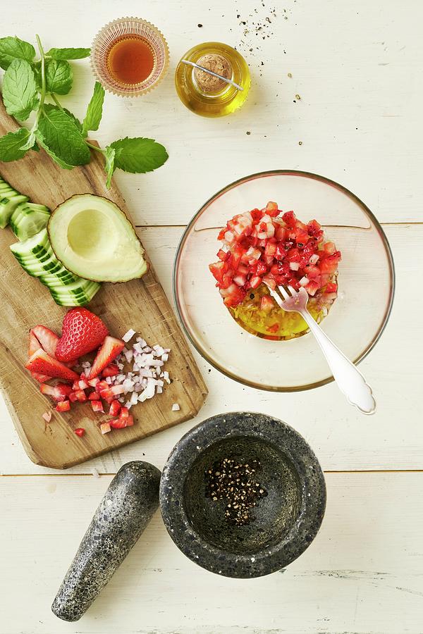 Strawberry Dressing With The Ingredients Photograph by Julia Hildebrand