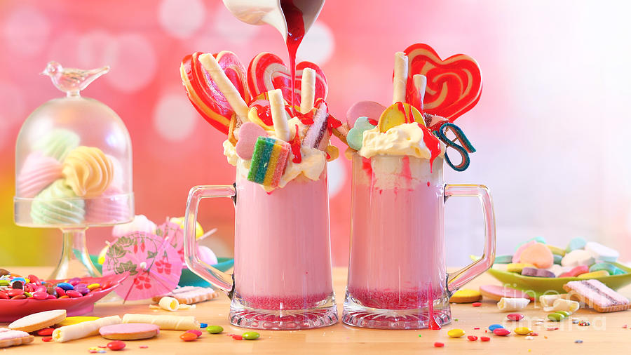 Strawberry freak shakes milkshakes Photograph by Milleflore Images