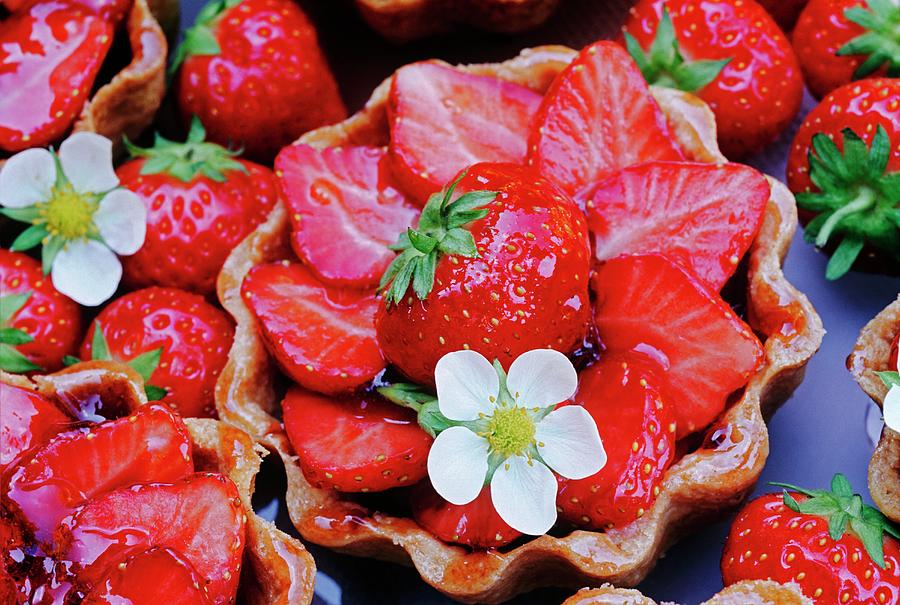 Strawberry Fruit Tart With Strawberry Flower Photograph by Burgess, Linda