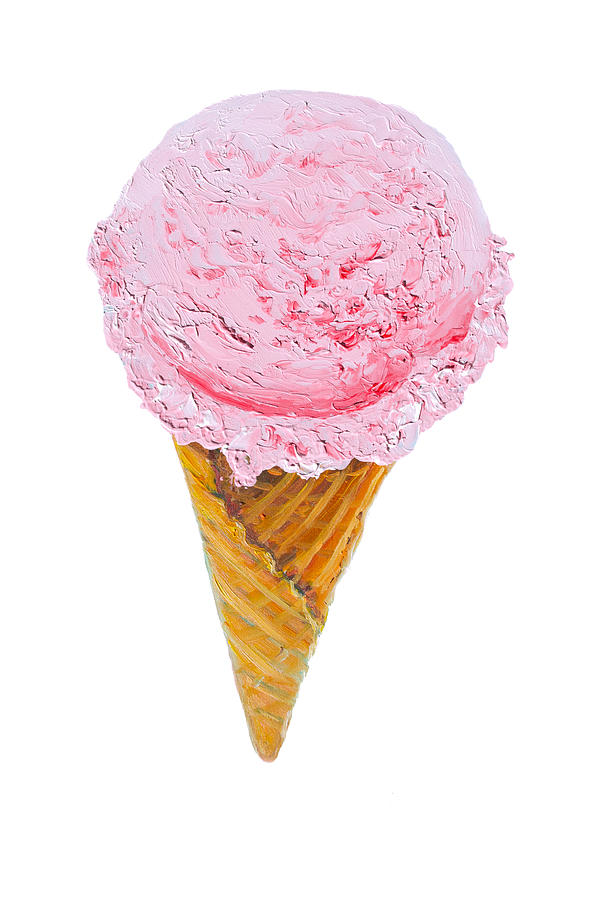 Strawberry Ice cream Cone Painting by Jan Matson
