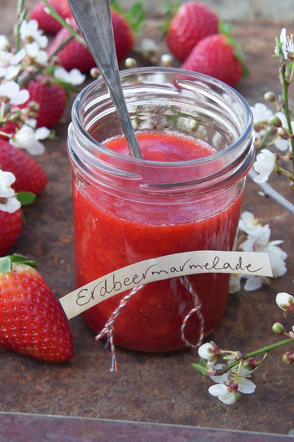 Strawberry Jam In A Jar With Lettering Photograph by Martina Schindler ...