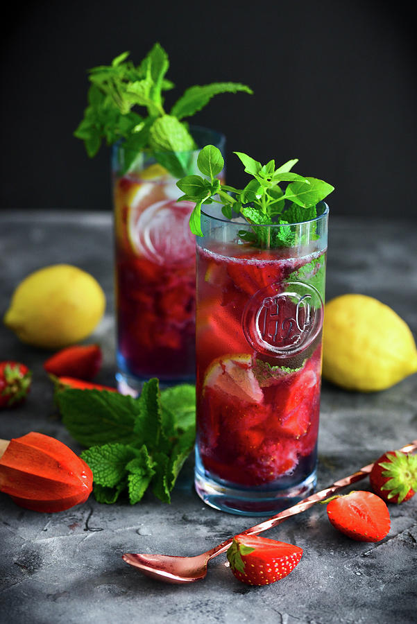 Strawberry Lemonade With Ice Photograph by Karolina Smyk