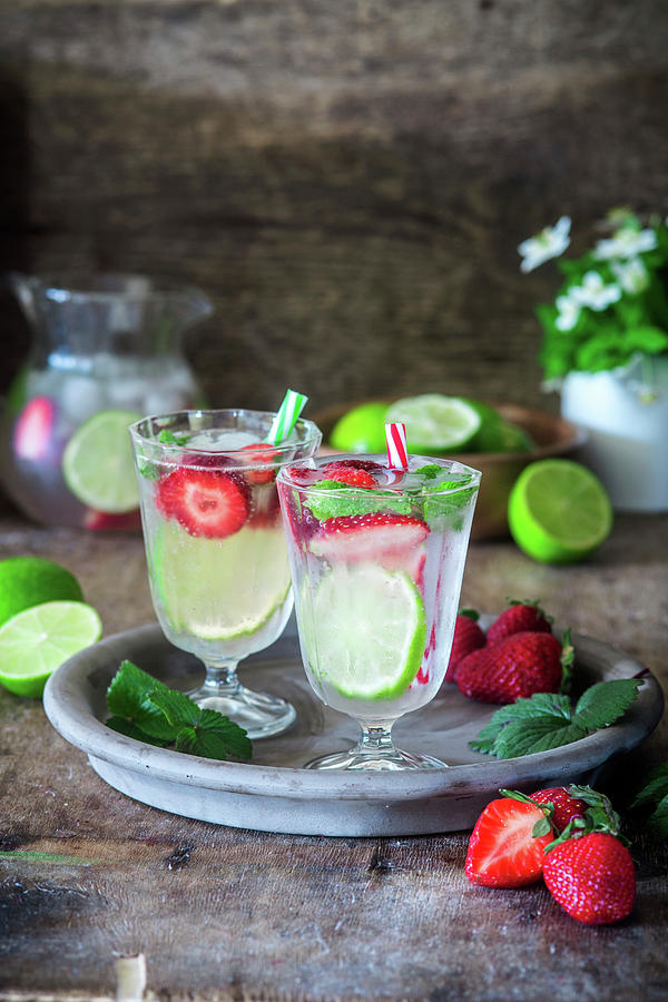 Strawberry Lime Drink - Infused Mineral Water Photograph by Irina Meliukh