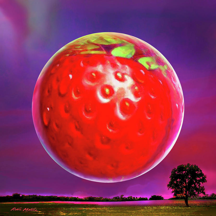 Strawberry Digital Art - Strawberry Moon  by Robin Moline