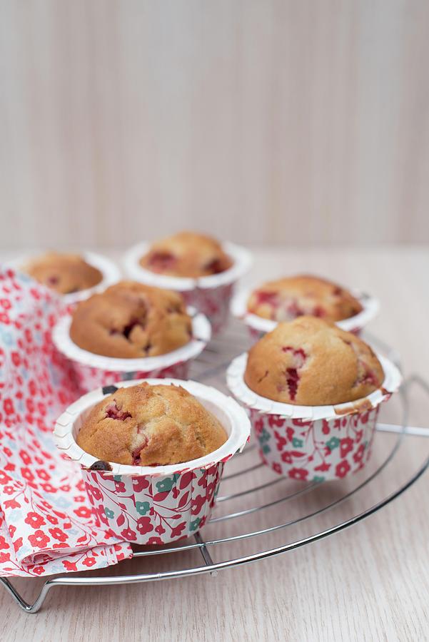 Strawberry Muffins On A Wire Rack Photograph by Sonia Chatelain