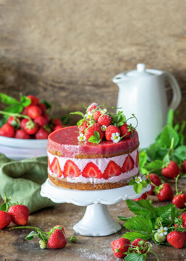 Strawberry Naked Cake Photograph by Irina Meliukh