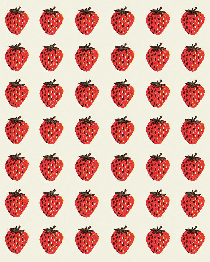 Vintage Drawing - Strawberry Pattern by CSA Images
