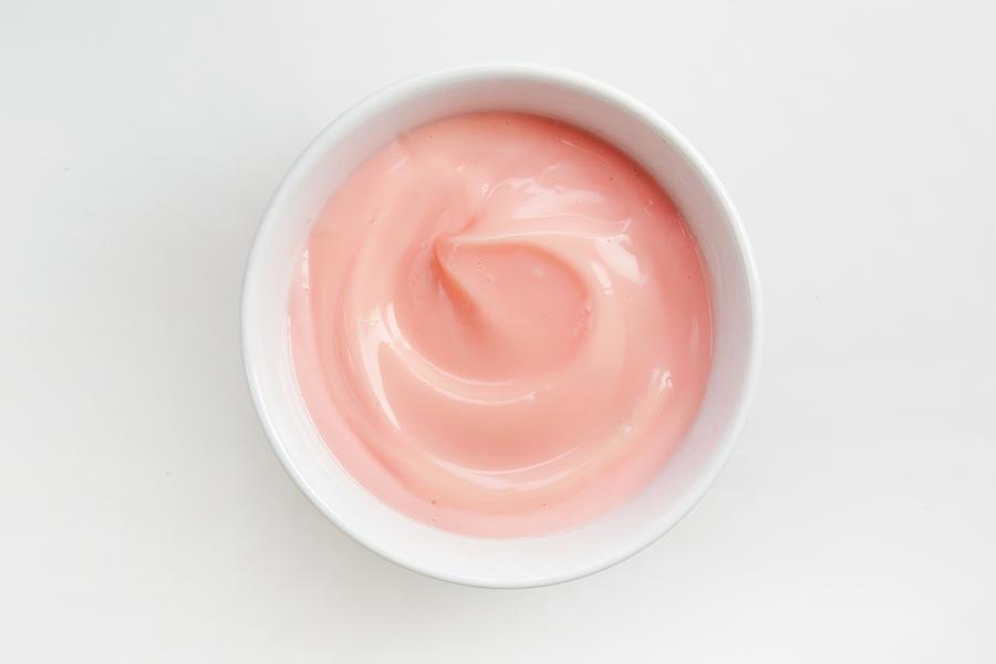 Strawberry Pudding In White Bowl Photograph by John Gagne