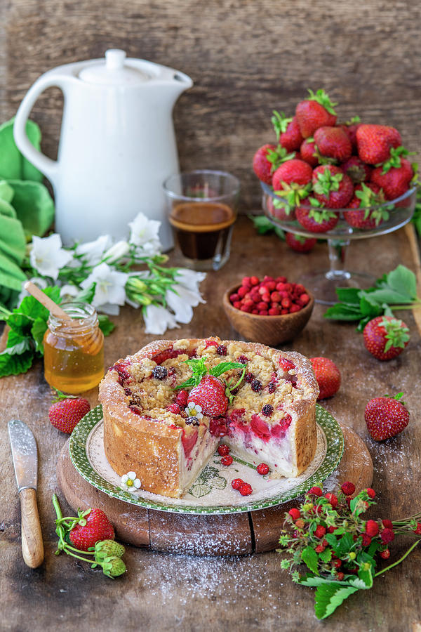 Strawberry Quark Cake Photograph by Irina Meliukh