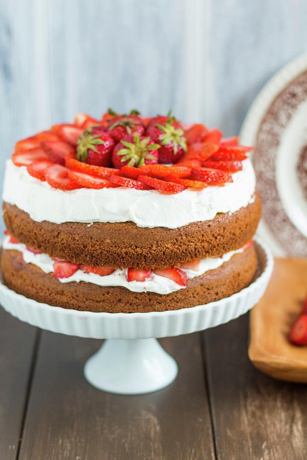 Strawberry Shortcake On A Cake Stand Photograph by Kevin Buch