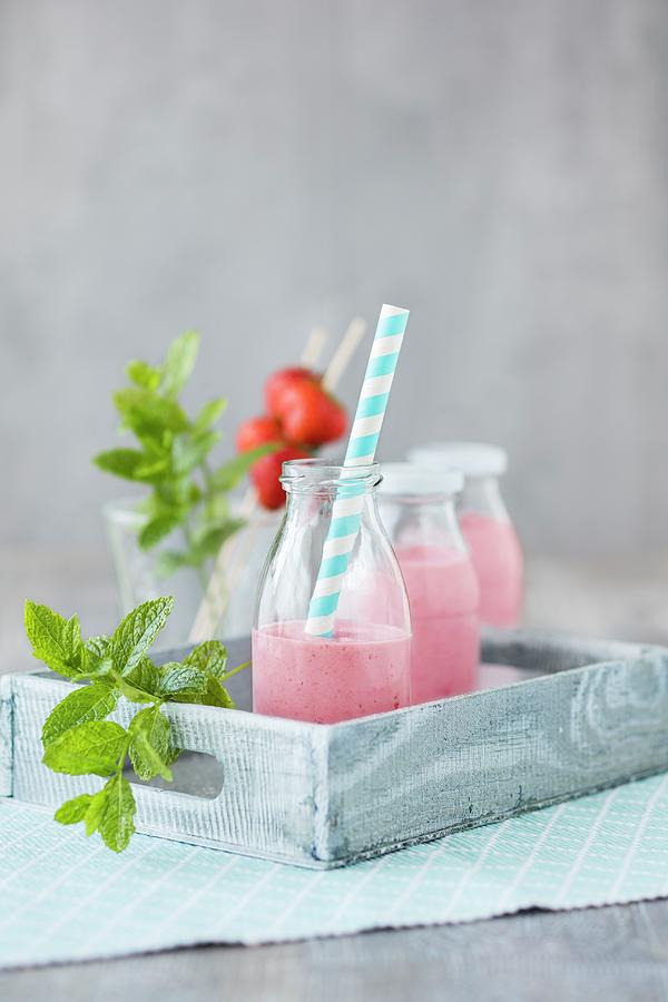 Strawberry Smoothies With Acai Powder Photograph by Jan Wischnewski