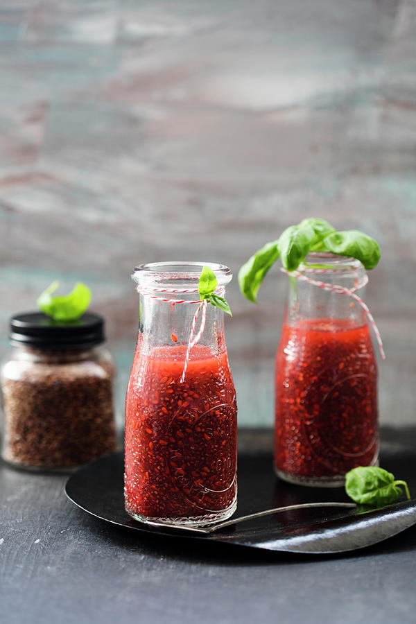 Strawberry Smoothies With Flaxseed Photograph by Lilia Jankowska