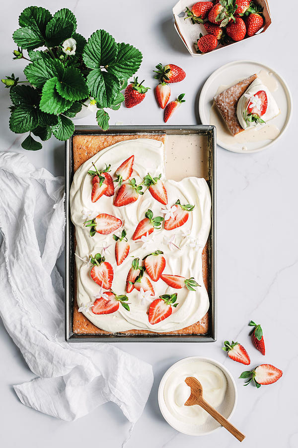 Strawberry Tres Leches Cake Photograph by The Kate Tin