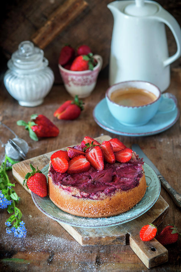 Strawberry Upside Down Cake Photograph by Irina Meliukh