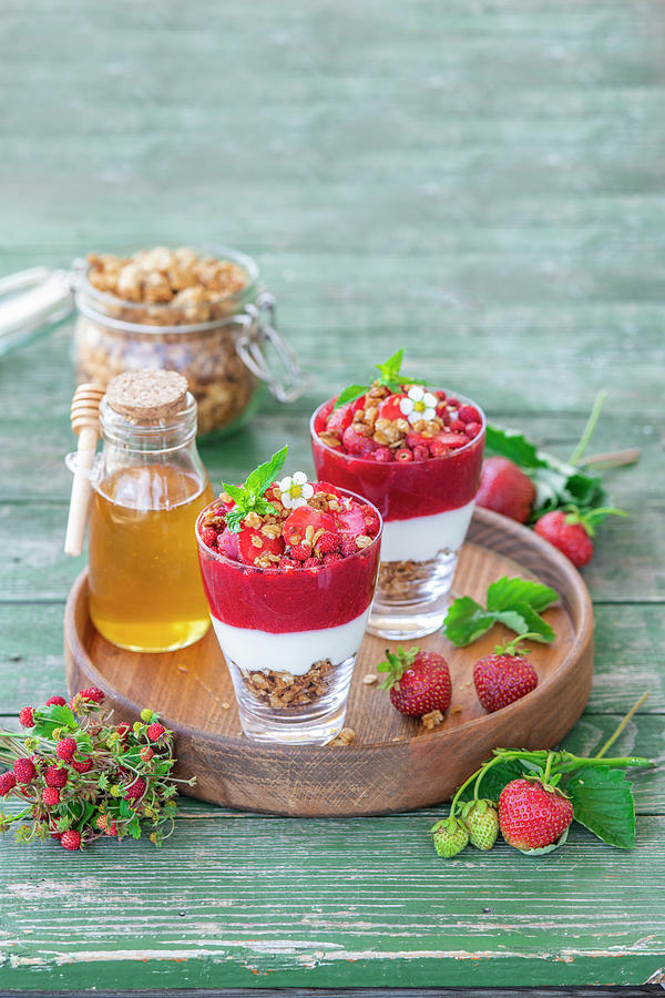 Strawberry Yogurt Granola Dessert Photograph by Irina Meliukh
