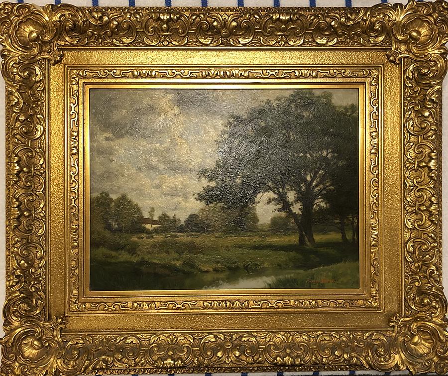 Stream by Field with Tree Painting by Charles Harry Eaton