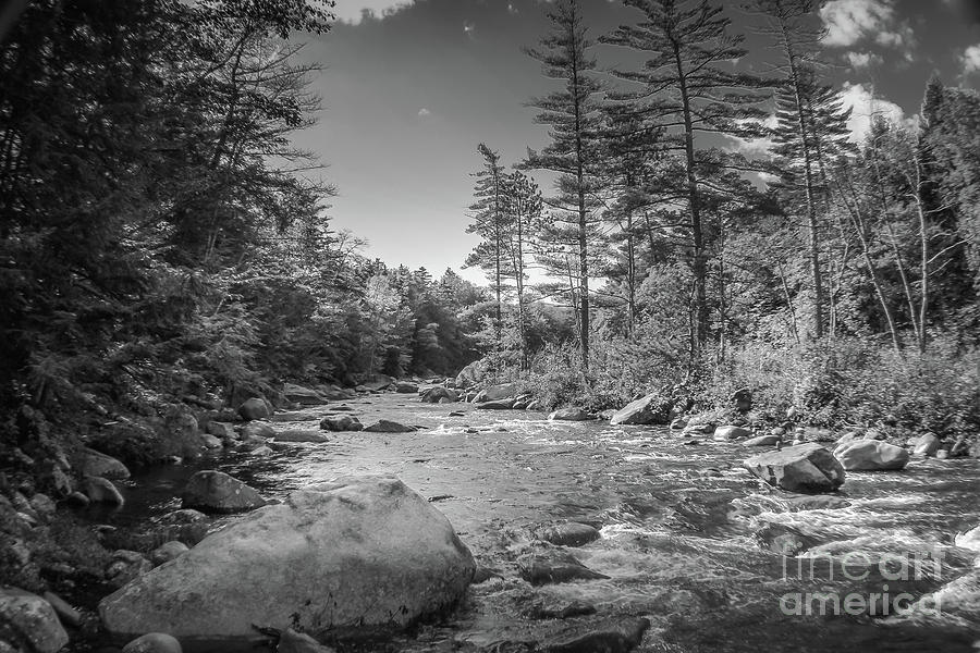 Black And White Photograph - Stream in the White Mountains in monochrome by Claudia M Photography