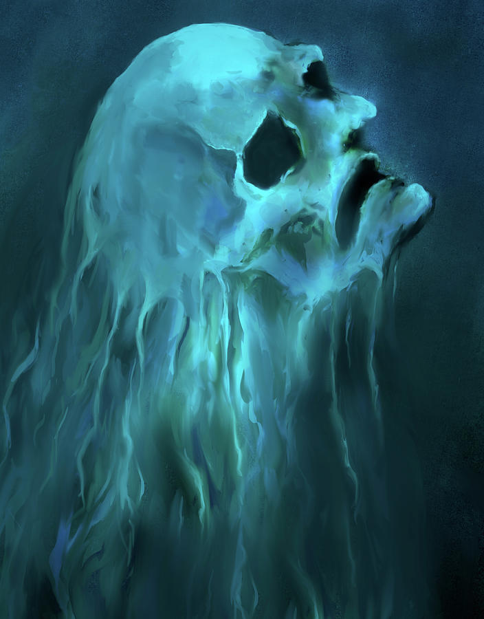 Skull Painting - Streaming Skull Face by Patricia Dymer