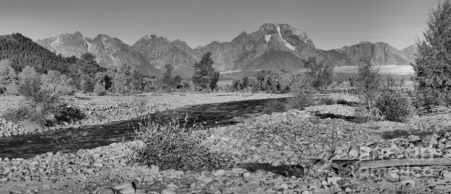 Streaming Toward The Tetons Black And White Photograph by Adam Jewell
