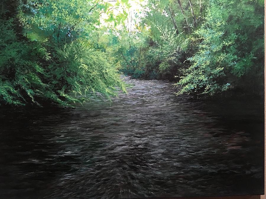 Streams of gatlinburg Painting by Joe Bracco