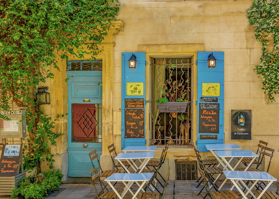 Street Cafe in Arles, France Photograph by Marcy Wielfaert