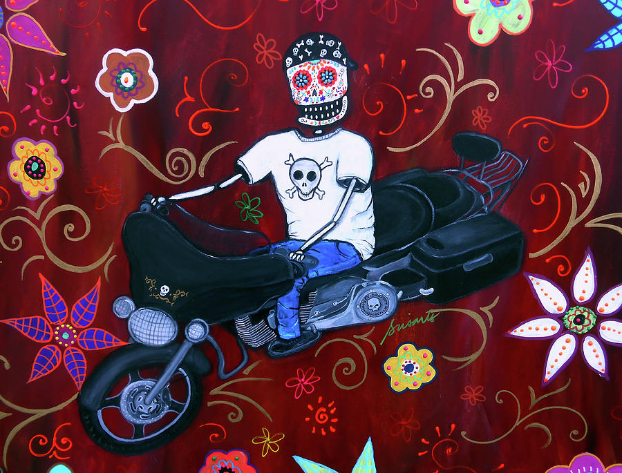 Skeleton Painting - Street Glider Harley by Prisarts